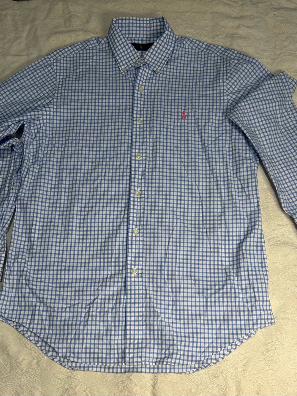 Ralph Lauren,Light Blue Check Long-Sleeve Button-Down Shirt